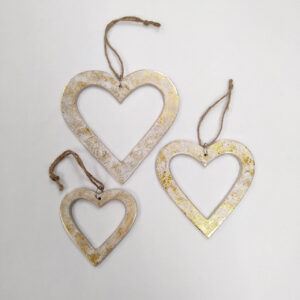 Cast Heart White/Gold Foil - Set/3
