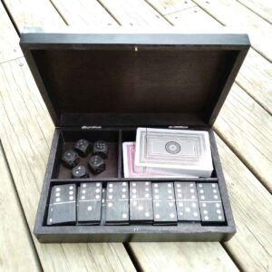Black Timber Box -  Domino/Dice/Cards x2