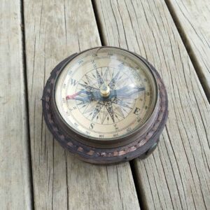Brass Compass In Leather Case