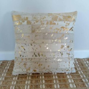 Hide Strip Cushion Sq White/Gold
