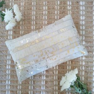 Hide Strip Cushion Rec White/Gold