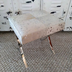 Tulsa Stool Hide White/Silver