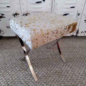 Tulsa Stool Hide White/Gold