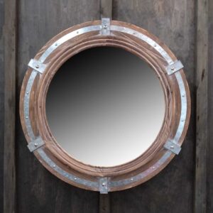 Timber/Galvanized Metal Mirror Rnd