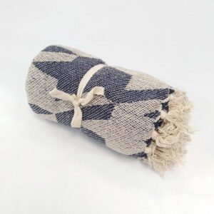 Houndstooth Cotton Throw - Blue