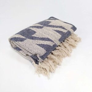 Houndstooth Cotton Throw - Blue