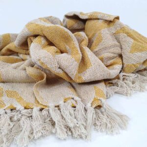 Houndstooth Cotton Throw - Mustard