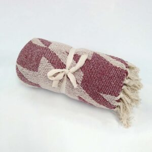 Houndstooth Cotton Throw - Red