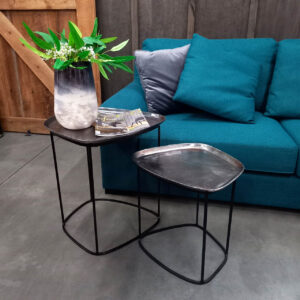 Asymmetrical Coffee Table - Antique Nickel Set/2