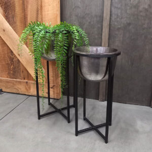 Flower Pot Antique Nickel Lg