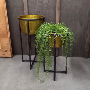 Flower Pot Antique Gold Lg