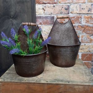 Half Bucket Wall Planter Galv - Set 2