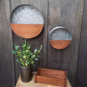 Round Wall Planter Galv./Antiqued Panel - Set 2