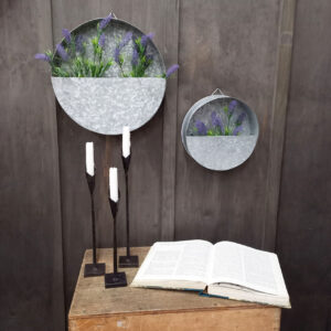 Round Wall Planter Galv - Set 2
