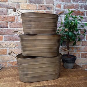 Oval Planter Wooden Handles - Set 3
