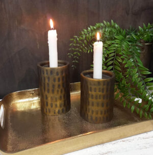Brushed Bronze Candle Holder - Set of 2
