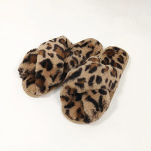 Crossover Plush Slippers - Caramel Leopard