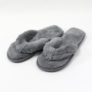 Thong Plush Slippers - Grey