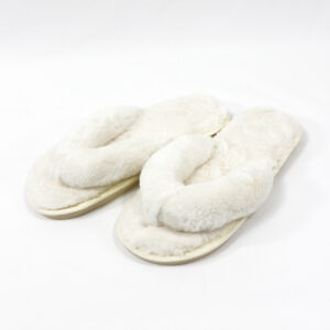 Thong Plush Slippers - Cream