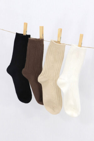 Honeydew Diamond Knit Snuggle Socks