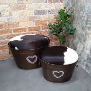 Detroit Stool Black Hide - Set/2
