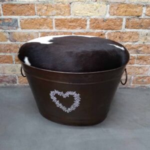 Detroit Stool Black Hide - Large