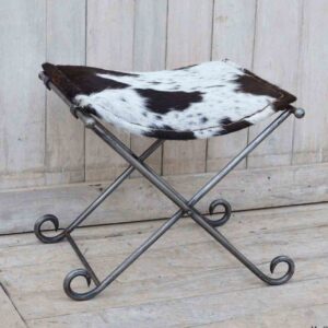 Logan Folding Stool - Black Hide