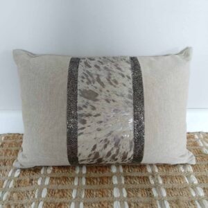 Cushion - Hide/Wheat/Silver Rect
