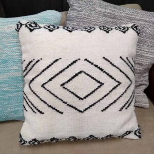 Wool Cushion - Black Geo