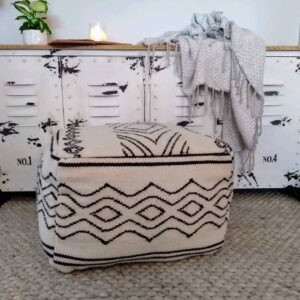 Black/Cream Geometric Pouff