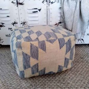 Blue/Cream Geometric Pouff