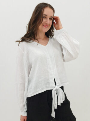 Alina Tie-front Blouse LS