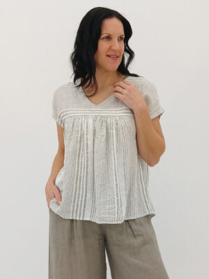 Lolita Gathered Blouse - Stripe