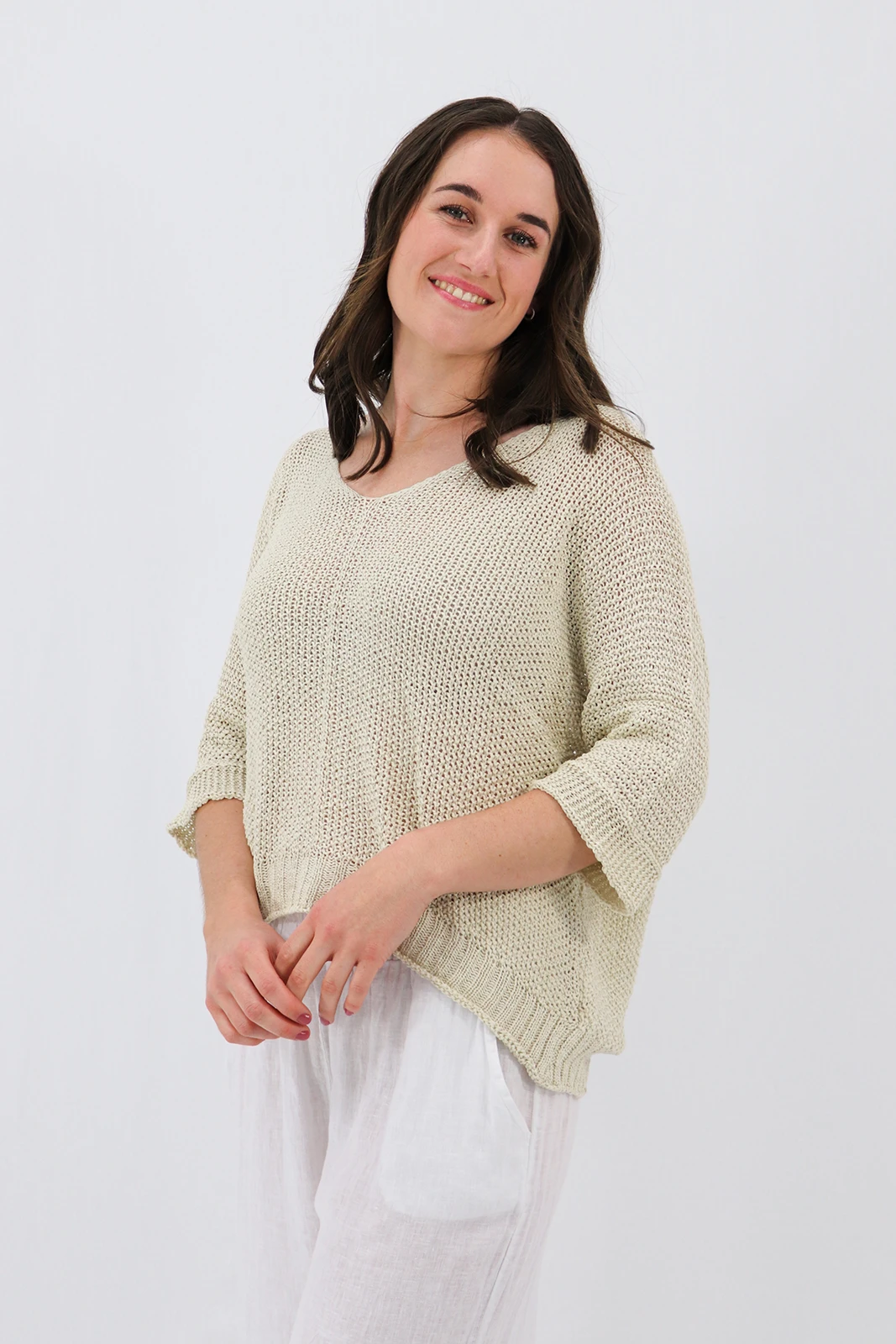 Aida Rose Gina Light and Loose Knit Natural Model