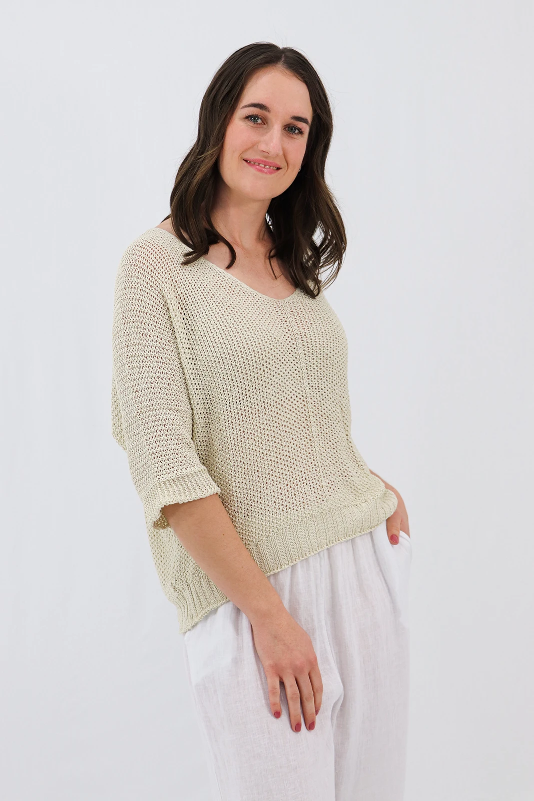 Aida Rose Gina Light and Loose Knit Natural Side View