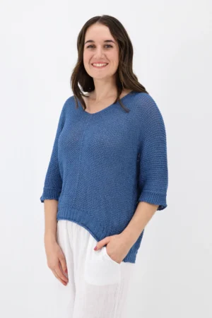 Aida Rose Gina Light and Loose Knit Denim Side View