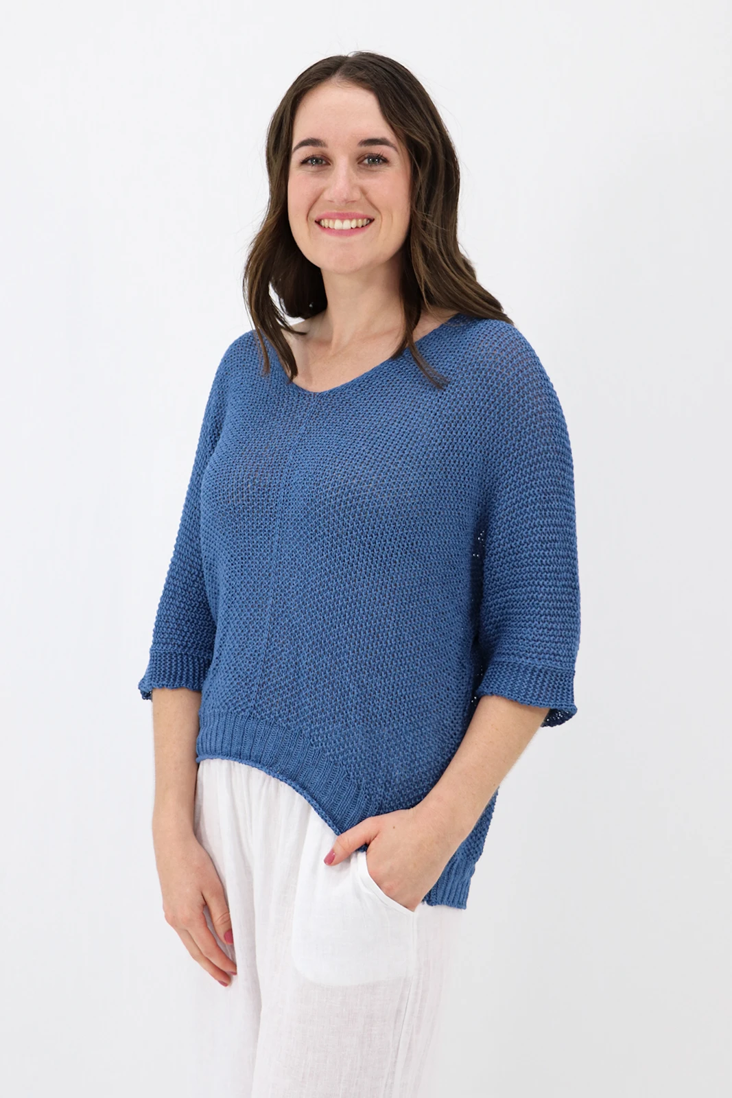 Aida Rose Gina Light and Loose Knit Denim Side View