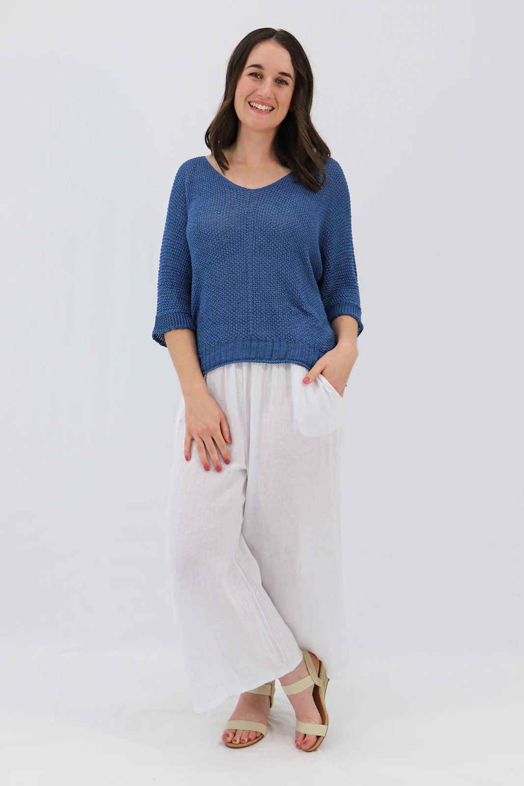 Aida Rose Gina Light and Loose Knit Denim Front View