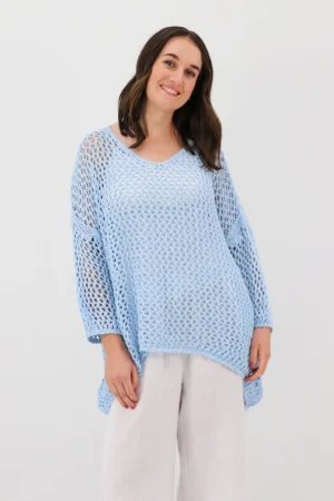 Aida Rose Luciella Knit Light Blue Close Up
