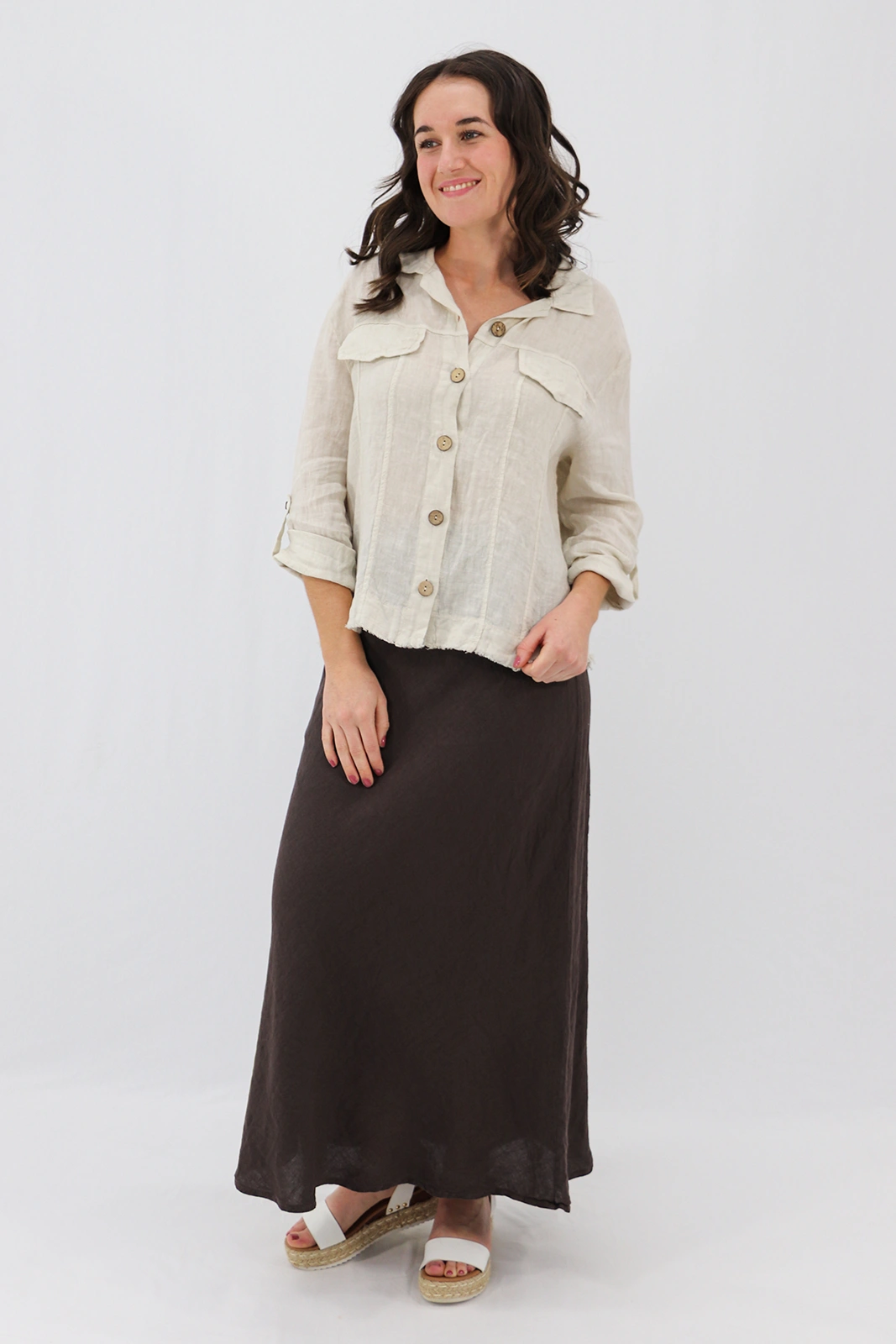 Aida Rose Linen Roma Linen Shirt Jacket Natural