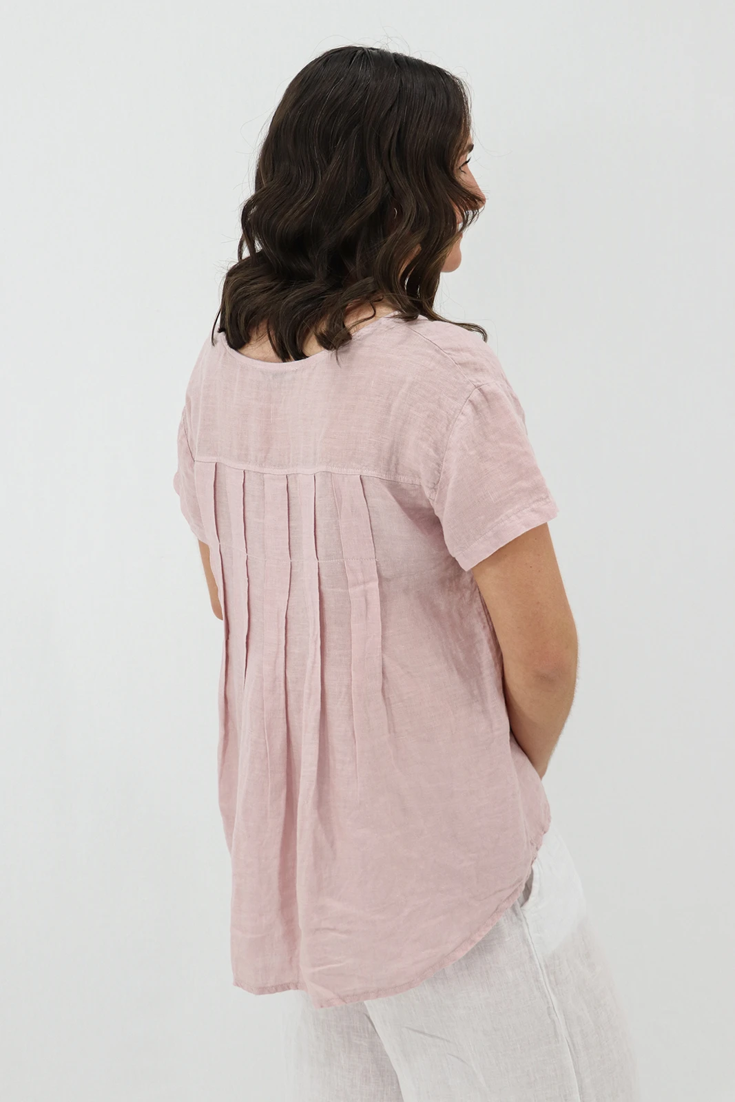 Aida Rose Donella Linen Top Antique Pink Back