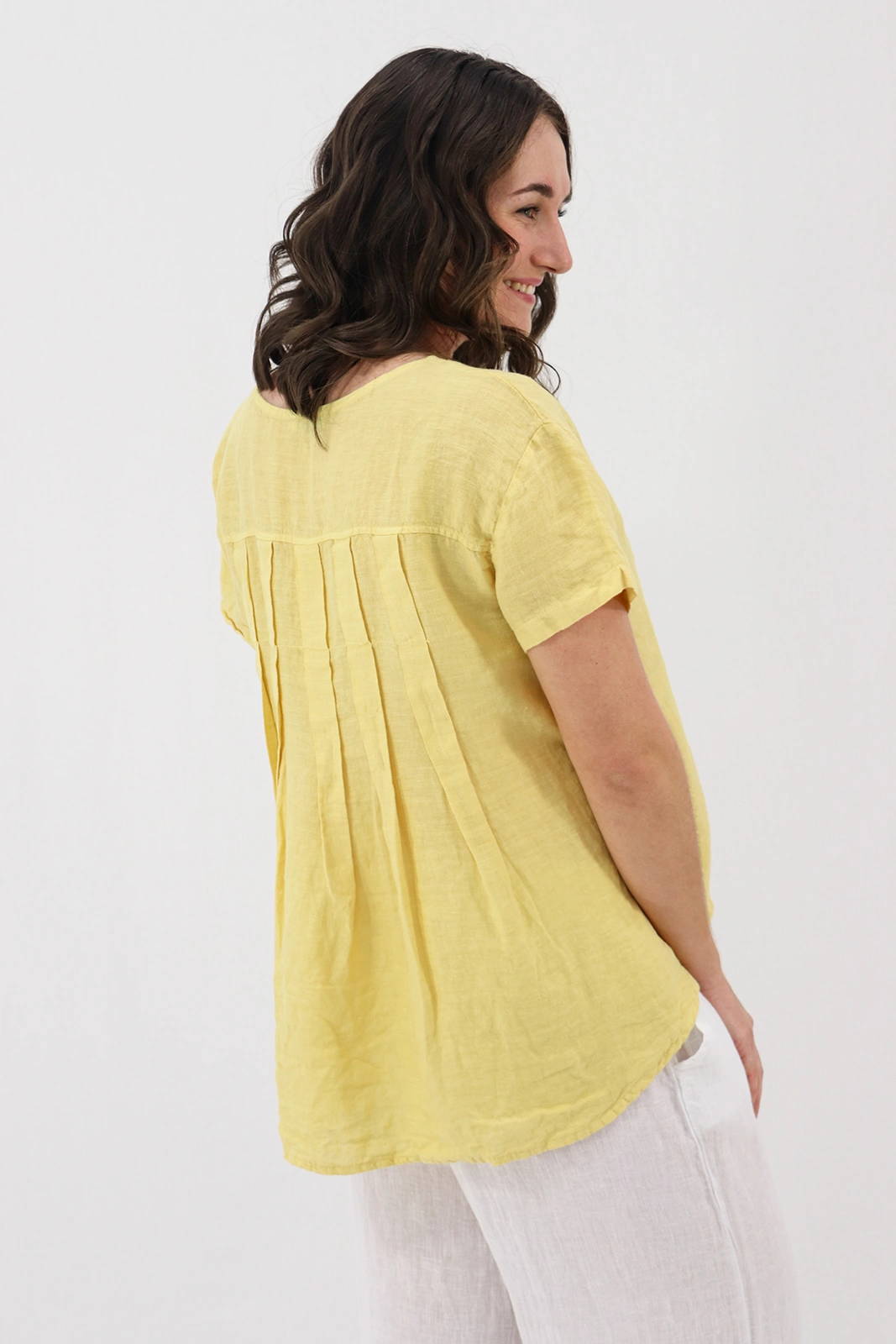 Aida Rose Donella Linen Top Tuscan Sun Back