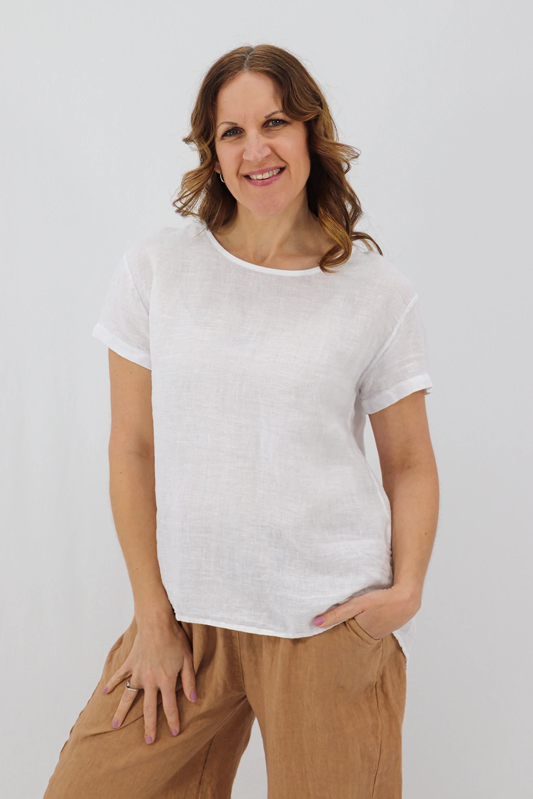 Aida Rose Donella Linen Top White
