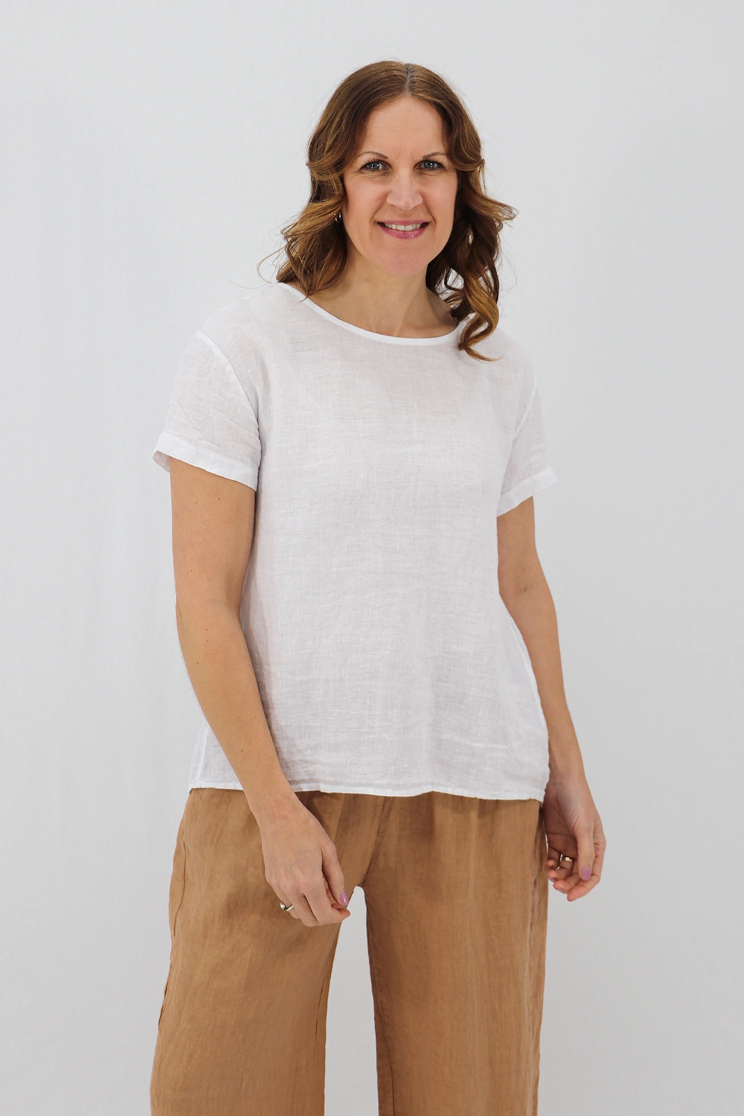 Aida Rose Donella Linen Top White Front