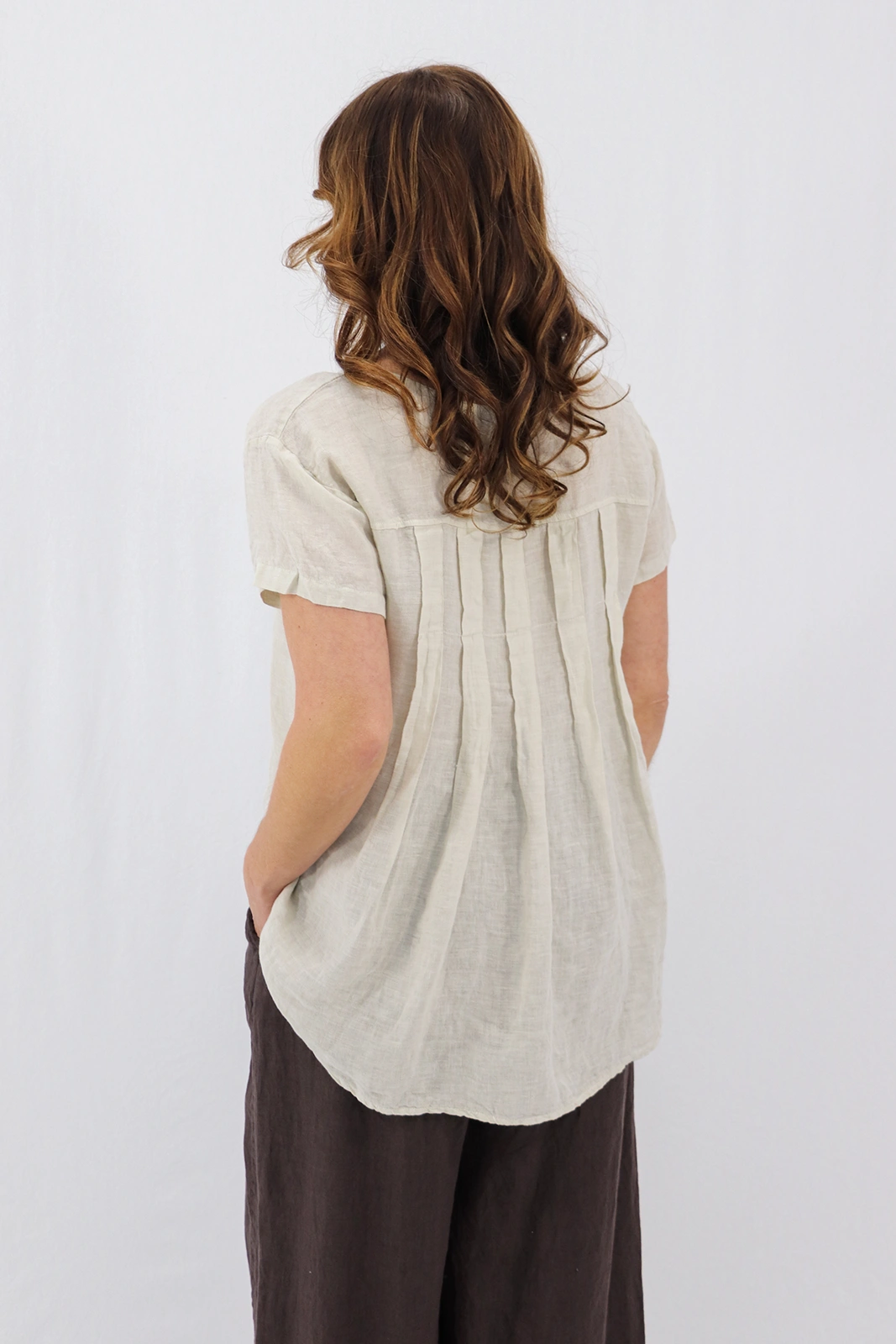 Aida Rose Donella Linen Top Natural Back View