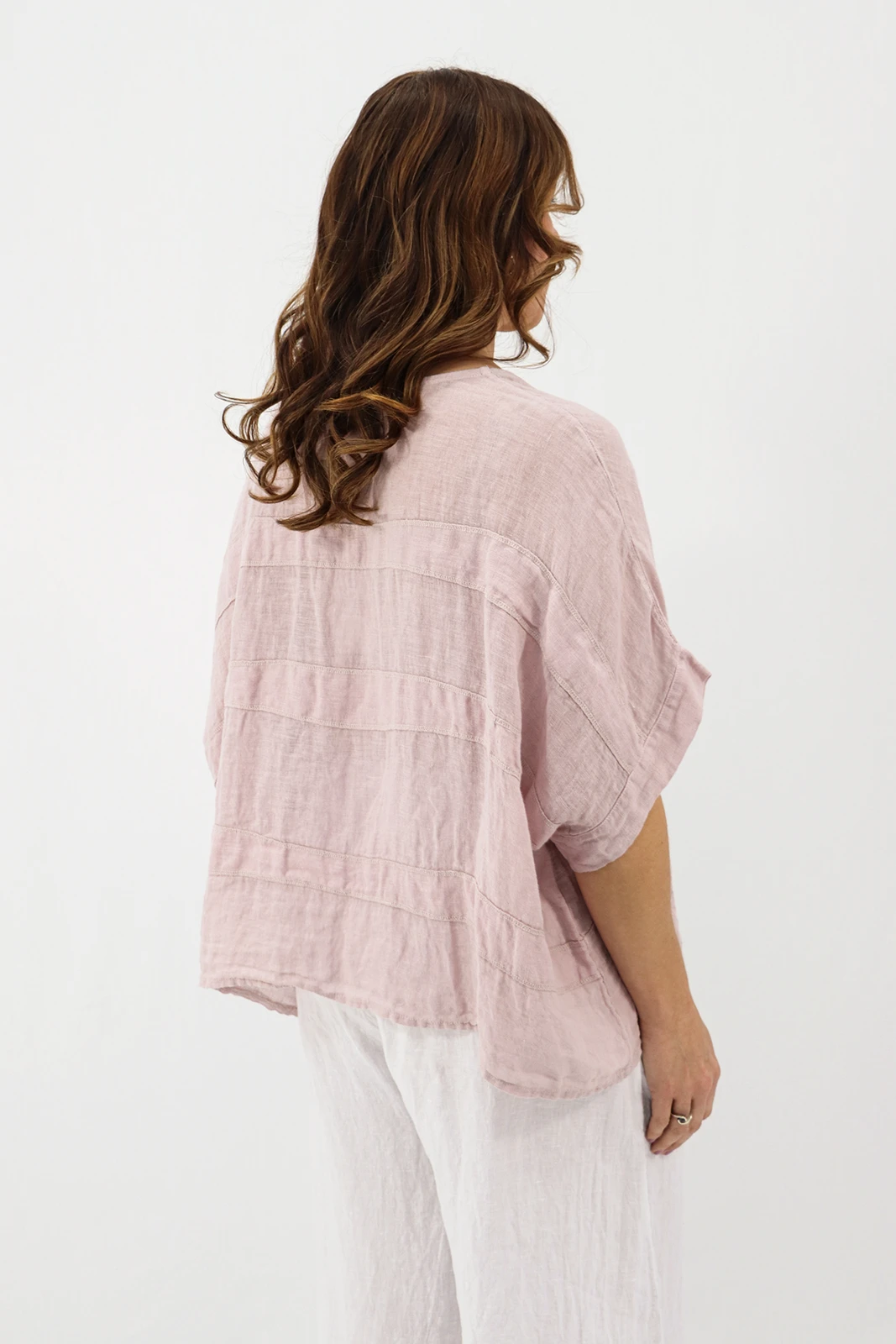 Aida Rose Linen Angie Linen Gauze Blouse Antique Pink Back