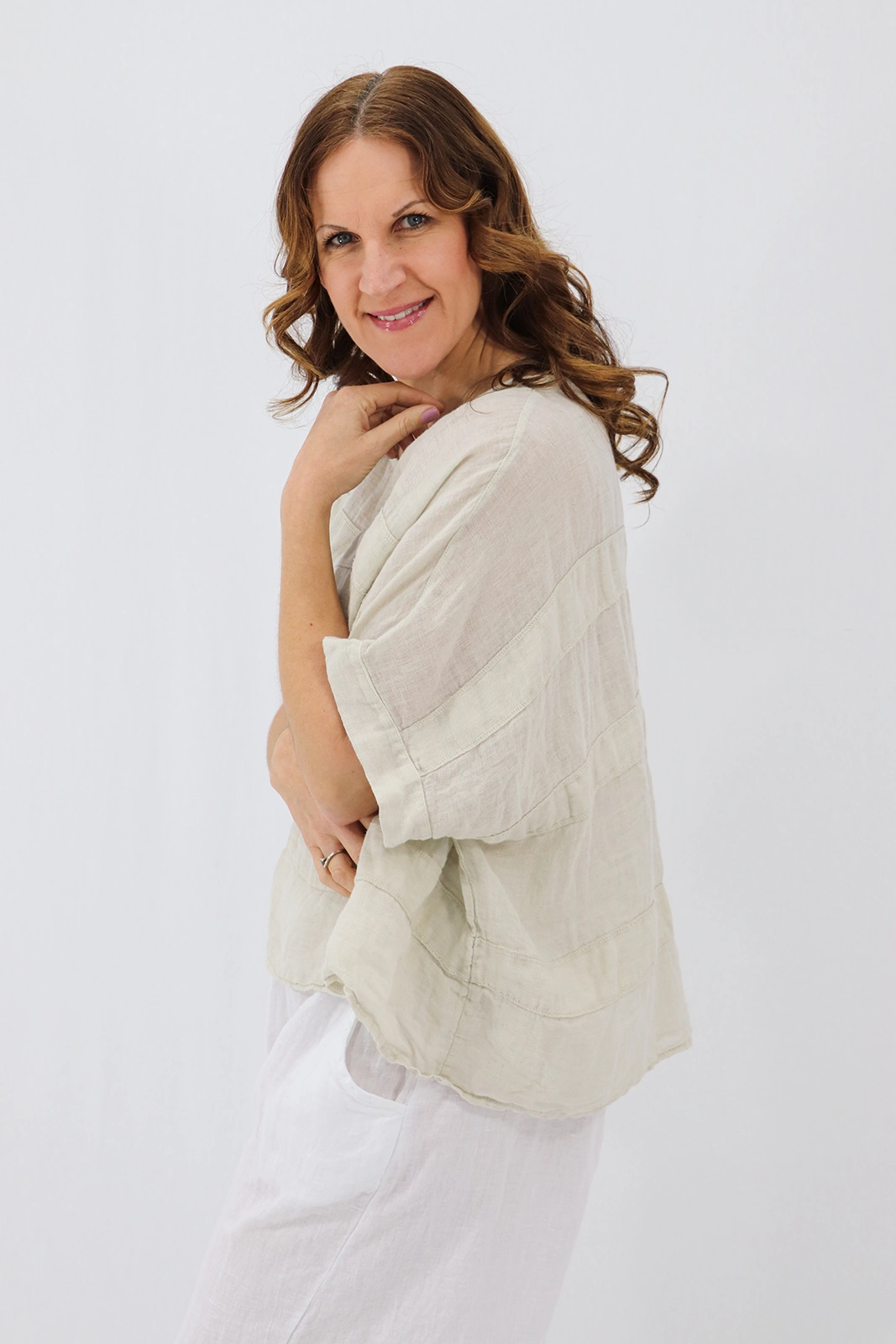 Aida Rose Linen Angie Linen Gauze Blouse Natural Side
