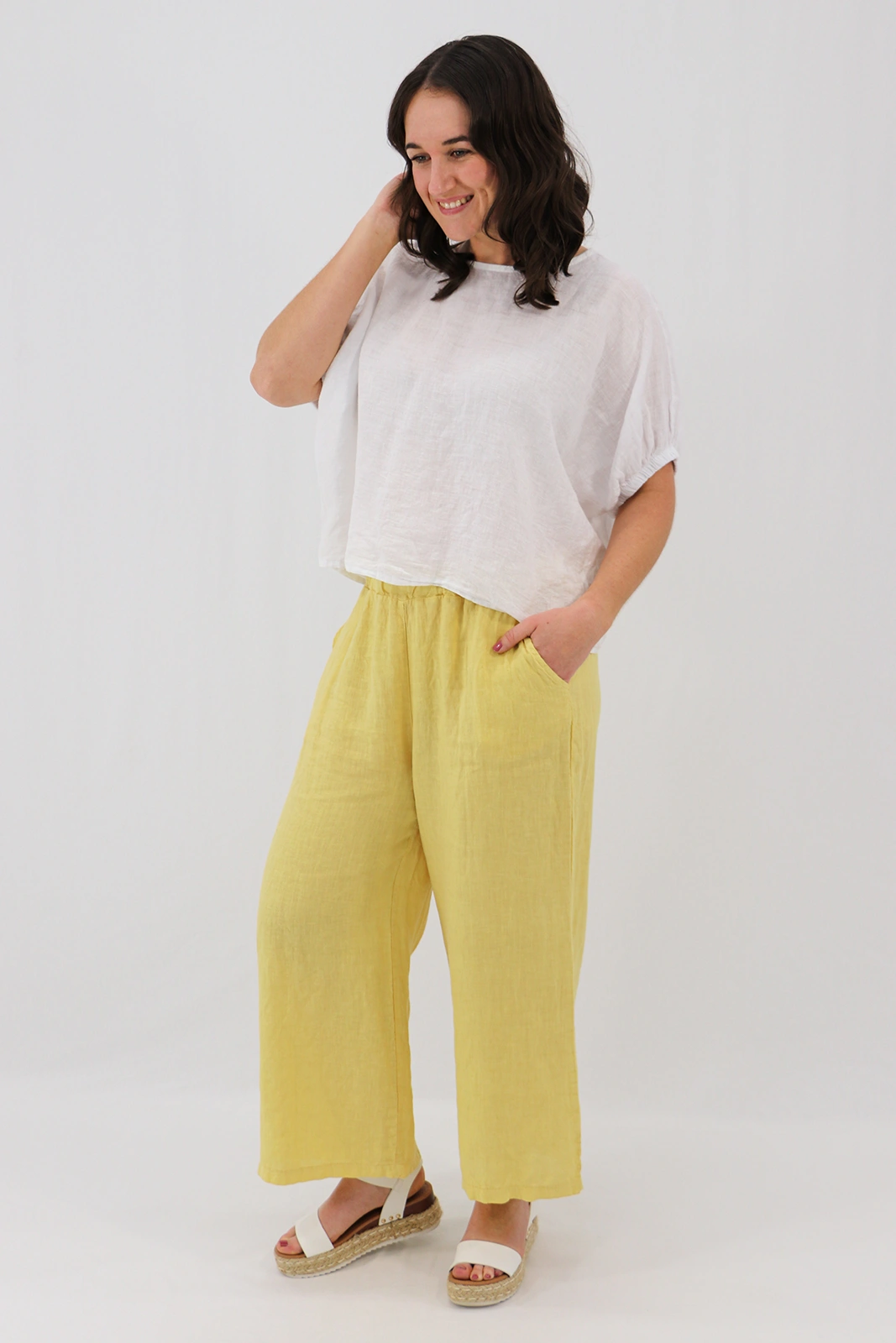 Aida Rose Linen Ceci Linen Trousers Tuscan Sun Side