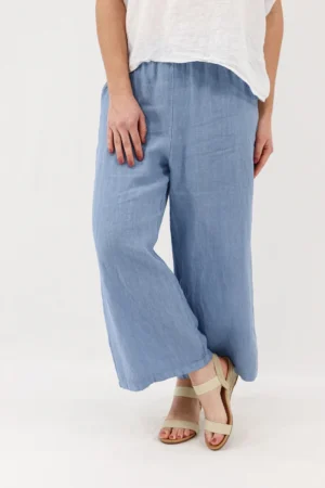 Aida Rose Linen Ceci Linen Trousers Denim Front