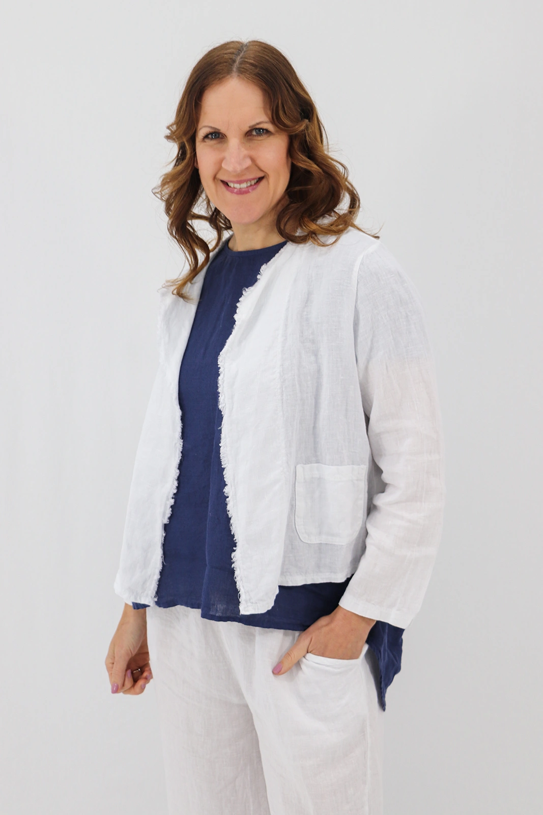 Aida Rose Linen Florenza Linen Jacket White